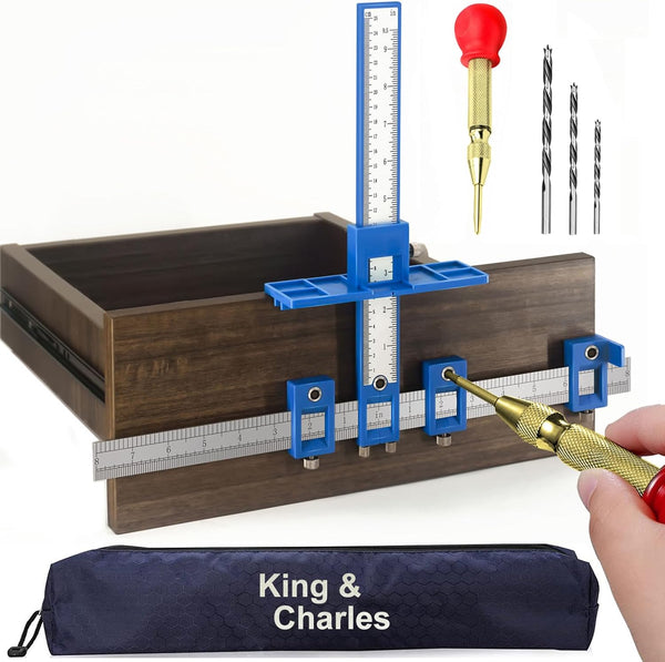 King&Charles Cabinet Hardware Jig with Automatic Hole Punch and Drill Bits for Handles and Pulls