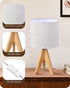 16 Inches Tripod Table Lamp, Height with Off White Jute Bedside Lamp with Linen Off White Lampshade, Nightstand Lamp