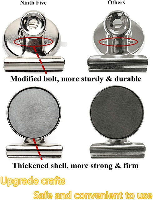 Strong Magnetic Clips - Heavy Duty Refrigerator Magnet Clips, 12-Pack, 31mm Wide for Home Office School Use