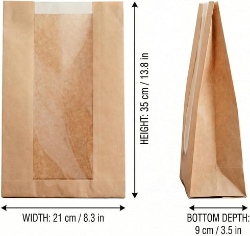 Bizcroc 50 Pack Packaging, 8.3"x3.5"x13.8" Bread Bags for Homemade Bread, Large Sourdough Bread Bags with Window