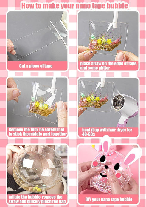 YIXIPAZH (2 Nano Tape Bubble Kit Bubble Tape Nano Tape Kit, Bloonies Blow Plastic Bubbles Balloonies DIY Squishy
