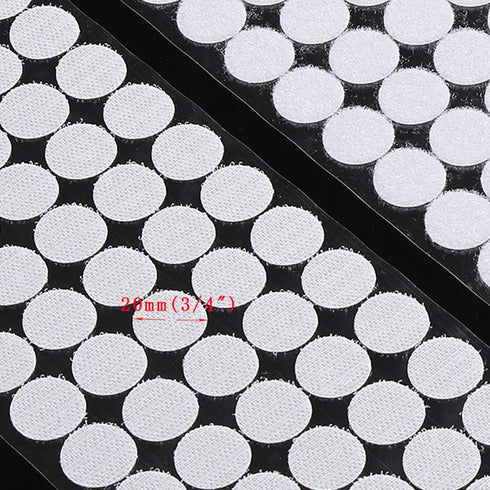 White Self Adhesive Dots 1000pcs (500 Pairs) 3/4" Diameter Hook and Loop Dots for School, Office