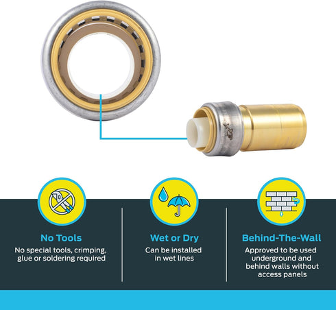 SharkBite 1-1/4 Inch x 1 Inch CTS Fitting Reducer, Push to Connect Brass Plumbing Fitting for PEX Pipe