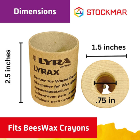 Lyra Stockmar Stick Crayon Sharpener, Jumbo Crayon Sharpener for Large Beeswax Crayons - Made in Germany