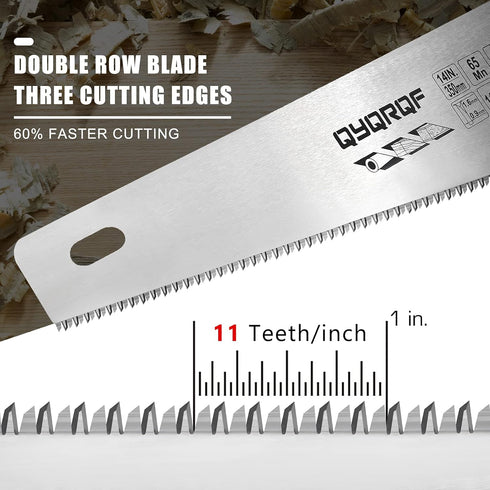 14 in. Pro Hand Saw, 11 TPI Fine-Cut Soft-Grip Handsaw for Gardening and Cutting Wood
