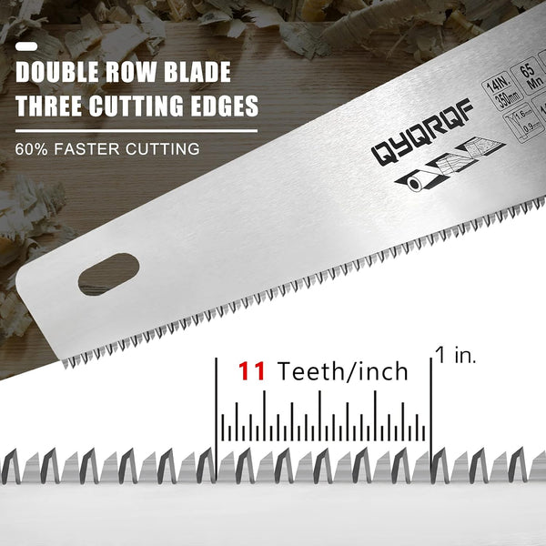 14 in. Pro Hand Saw, 11 TPI Fine-Cut Soft-Grip Handsaw for Gardening and Cutting Wood