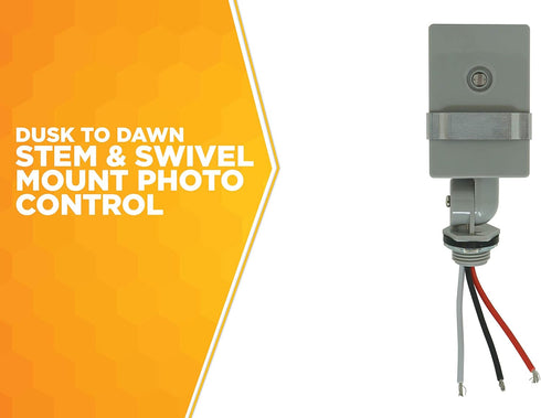 Southwire Woods Outdoor Hardwired Stem & Swivel Light Control - Adjustable Swivel Mount Light - Automatic Outdoor