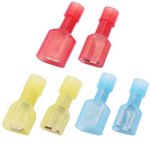 100PCS Fully Insulated Spade Disconnect Wire Connectors, Male Female 10-12 14-16 16-22 Gauge