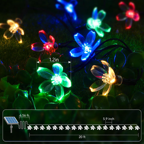 60 8 ANJAYLIA LED Solar Flower String Lights Outdoor Waterproof, Cherry Blossom Lights with Modes, Solar Powered