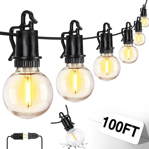 ZJOJO LED Outdoor String Lights,100FT Outdoor Lights for Patio with 32 Shatterproof