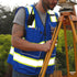 Reflective Safety Vest, Blue Mesh, High Visibility with Pockets and Zipper, Padded Neck, Blue with Yellow Trim