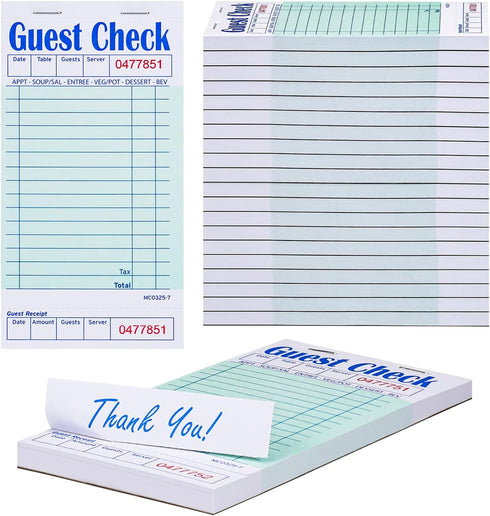 Methdic Guest Checks Server Note Pads 1000 Orders Waitress Notepad for Restaurants