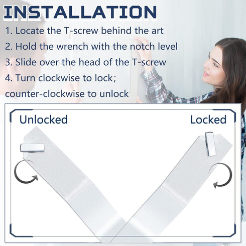 Lanties 103 Set 100 3 Pcs T-Screw Wrench Include T-Head Screw and Security Hardened Security Picture Hanger Wrenches