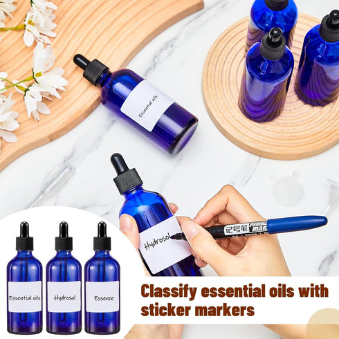 Tessco 20 Pack 3.4 oz Dropper Bottles, Empty Glass Bottles with Dropper Top Cap and Accessories for Oils