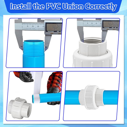 2 inch PVC Coupling Pipe Fitting - 2 inch Female Thread PVC Union Coupling, 2PCS for Swimming Pools and Outdoor Plumbing