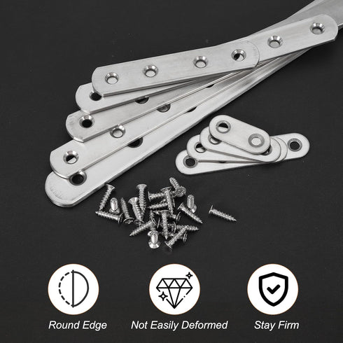 2.2"x0.6", 12 PATIKIL Flat Mending Plate Pcs Stainless Steel Straight Flat Bracket for Shelves Corner Braces Brackets