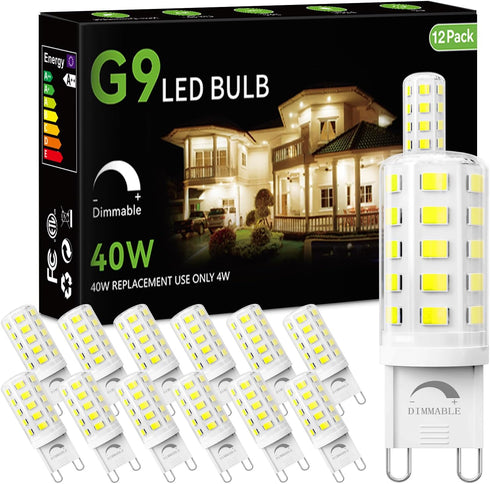 dalattin 12 Pack Dimmable G9 LED Bulb 4W Equivalent 40 Watt, 6000K