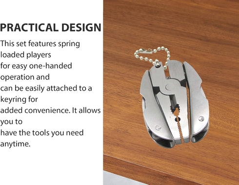 Mini Keychain Set - 6-in-1 Multitool Plier, Adjustable Wrench & Carry Case, Multifunctional All In One