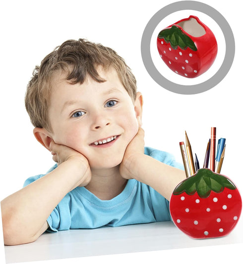 Set 2pcs Veemoon Strawberry Pen Holder Cute Desktop Storage Multi-functional Stationery Organizer for Office and Makeup