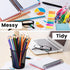 QYH Mesh Pencil Holder, Metal Pen Cup, Black, 6 Packs for Desk