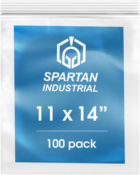 Spartan Industrial 11” X 14” (100 Count) 2 Mil Clear Reclosable Zip Plastic Bags with Resealable Lock Seal
