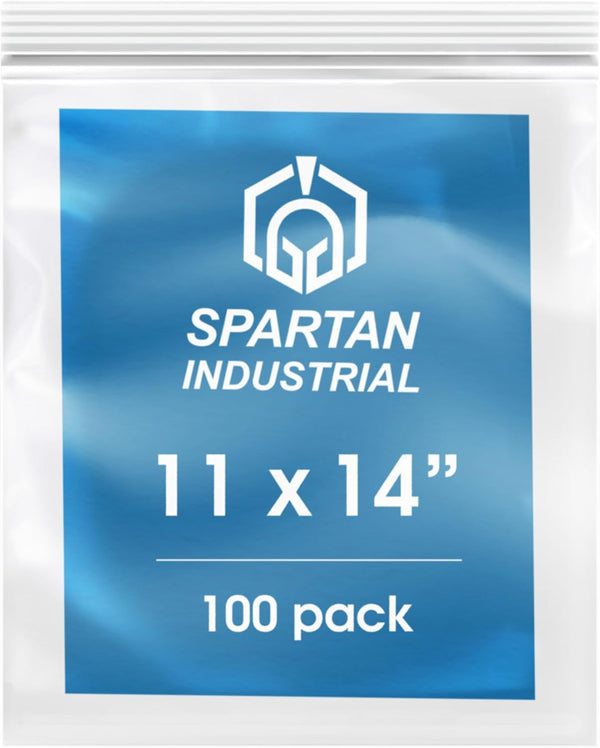 Spartan Industrial 11” X 14” (100 Count) 2 Mil Clear Reclosable Zip Plastic Bags with Resealable Lock Seal