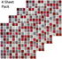 Yoillione 3D Mosaic Tile Sticker, Removable Wallpaper Tile Red, Self Adhesive Wall Tiles for Kitchen Backsplash