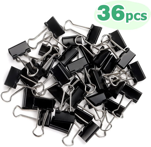 ZZTX Black Binder Clips Paper Clamps Clips Small Size, 0.75 Inches, 36 Pack by ZZTX