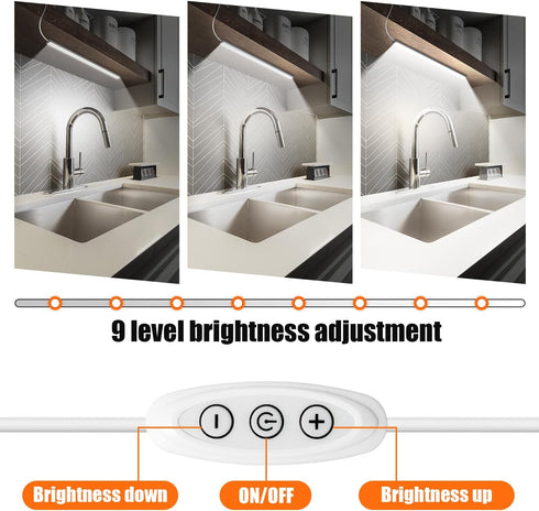 12 Inch 6000K Dimmable Kitchen/Desk/Closet/Workbench GLVSAE Under Cabinet Lighting, Plug in Light Bar, LED Keyboard