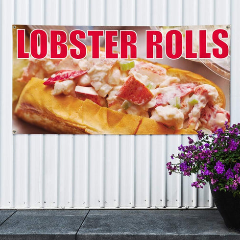 Sign Destination #1 24inx60in, 4 Grommets, Vinyl Banner Sign Lobster Rolls Style A Lobster Roll Marketing Advertising