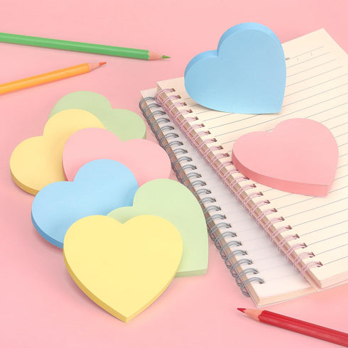 Heart Shape Sticky Notes, 4 Color Pastel Sticky Pad, 75 Sheets/Pad Self-Sticky Note Pads