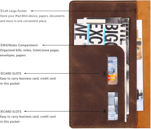 Leather Cover for 6"x9" Steno Notebook, Compatible with Spiral Steno Pads, Brown