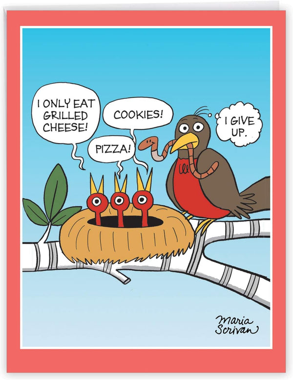 NobleWorks Jumbo Funny Mother's Day Greeting Card (8.5 x 11 Inch) - Cartoon Humor for Mom - Picky Eaters J9220MDG-US