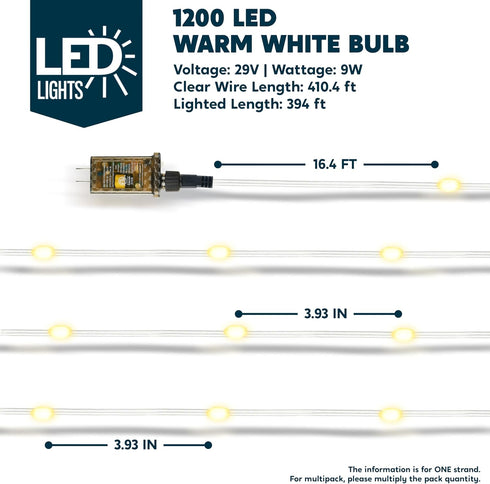 1200 Outdoor,394 8 Joiedomi LED Christmas Lights FT Warm White Christmas Tree Lights with Modes Timer, PVC Clear Wire