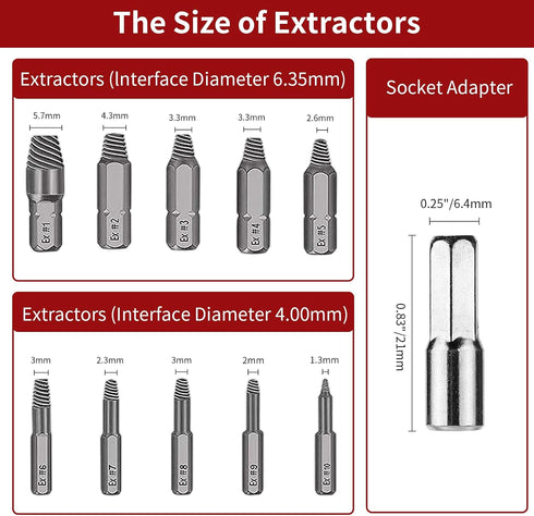 Damaged Screw Extractor Set, 22 PCS Easy Out Stripped Screw Extractor Kit with Magnetic Extension Bit Holder & Socket