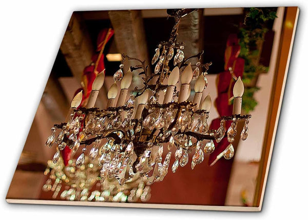 3dRose A Beautiful Chandelier in a Mexican Restaurant with Red Tones and