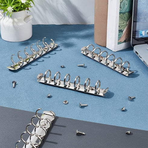 BENECREAT 4 Pcs 6 Holes A7 Ring Binder Mechanism Replacement Kit with Screws