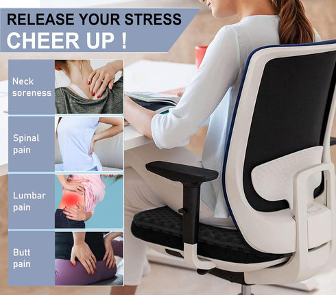 Helishy Back,Sciatica,Tailbone Gel Seat Cushion for Long Sitting Pressure Relief (Extra Large & Thick) - Non-Slip Gel