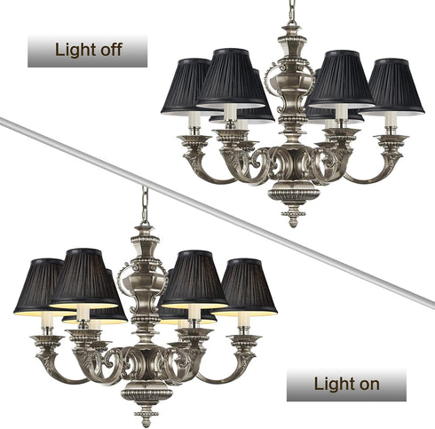 Set 6,Mini 3" 6" x5" Bulb,Pleated Bulb(Black) Chandelier Shades of Lamp Shade Top x Bottom Slant,Small Lamp Shades Clip