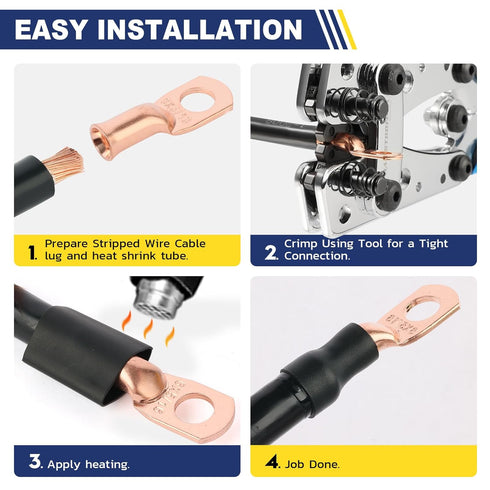 Haisstronica 60PCS Heavy Duty Copper Wire Lugs Kit - Bare Copper Crimp Connectors, Eyelets Tubular Ring