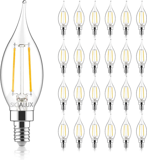 Sigalux Candelabra LED Bulbs Dimmable, E12 40W Chandelier CA10 Flame Tip Candle