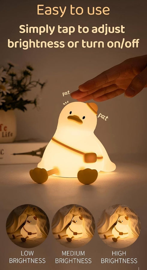 lurk deep Dimmable,Rechargeable Duck Night Light for Kids,Touch Portable and Squishy Silicone Led Nightlight,Kawaii