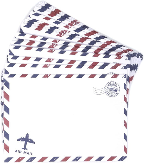 Honbay 50PCS Airmail Vintage Kraft Paper Envelopes 12.5x17.5cm/4.92x6.89inch (White) for Invitations