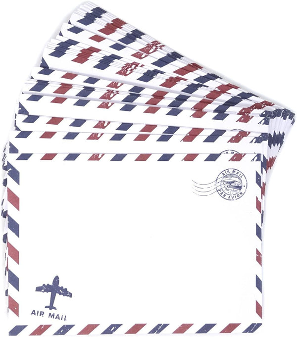 Honbay 50PCS Airmail Vintage Kraft Paper Envelopes 12.5x17.5cm/4.92x6.89inch (White) for Invitations
