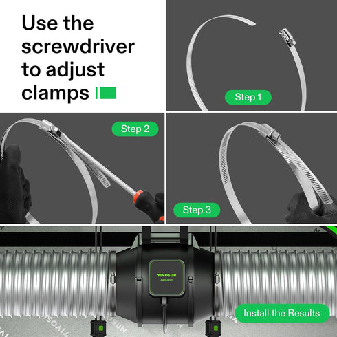 VIVOSUN Stainless Steel Air Ducting Clamps, Adjustable Hose Clamps, Pack of 2