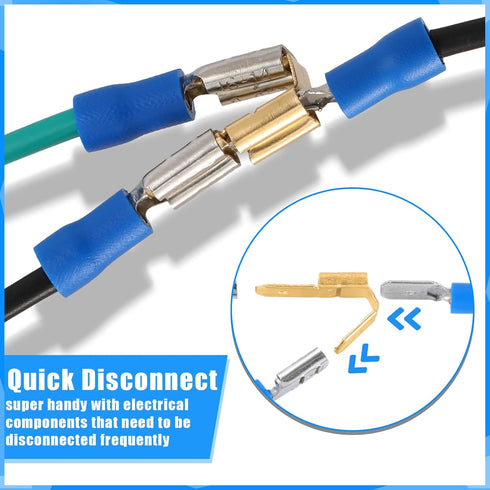 50 Pcs Piggyback Spade Connectors, 3 Way Adapter Dual Male to Single Female Quick Disconnect Connectors