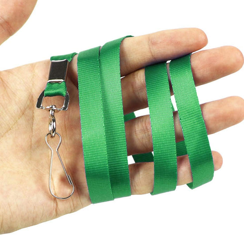 Bird Fiy Green Bulk Lanyards for ID Badges, Nylon Neck Flat Lanyard for ID Name Badge Holder (50Pcs)