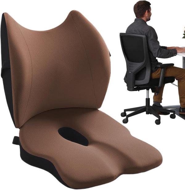 Generic Ergonomic Memory Foam Seat Cushion - Orthopedic Back Support Pillow, Coccyx Seat