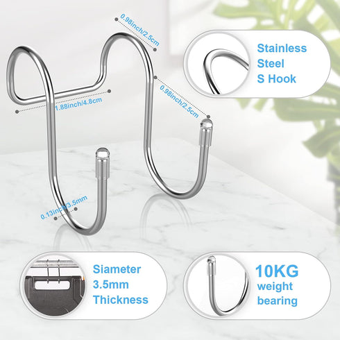 2 Pack Small Shower Door Hooks, Towel Hooks, Squeegee Hooks, Over Door Hooks for Towels, Glass Door, Kitchen, Bathroom