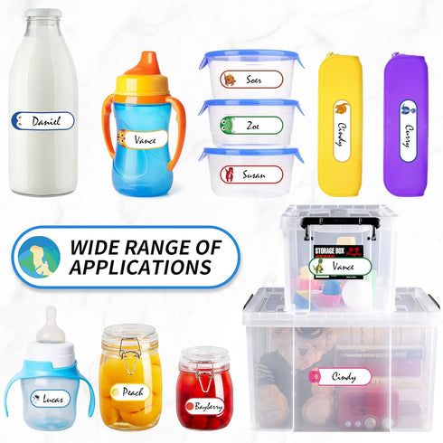 Sideim Daycare,64Pcs Baby Bottle Labels for Waterproof School Name Labels for Kids,Daycare Name Tag Label Supplies